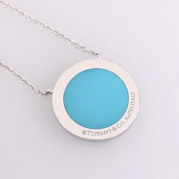 TIFFANY & CO DIAMOND TUROUOISE 18 KARAT
WHITE GOLD TIFFANY T CIRCLE NECKLACE - Picture 3 of 14